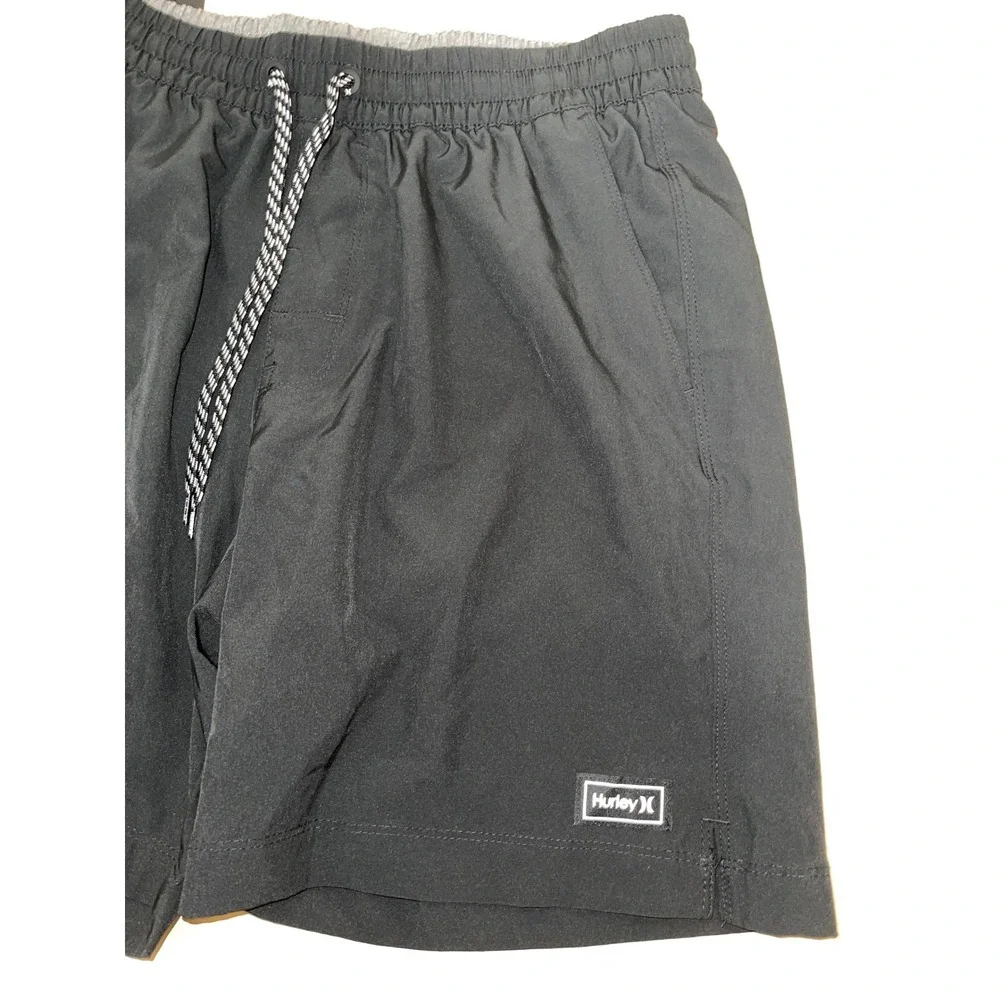 Hurley Mens Board Shorts Black Swim Trunks Elastic Waist Medium
